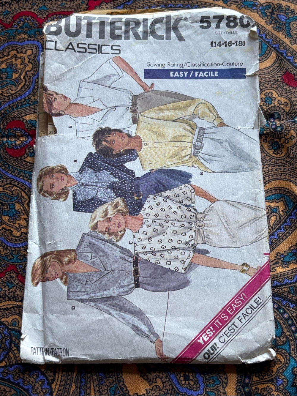 Butterick vintage 5780 Womens Blazer and Jacket Pattern in White, Yellow, Blue